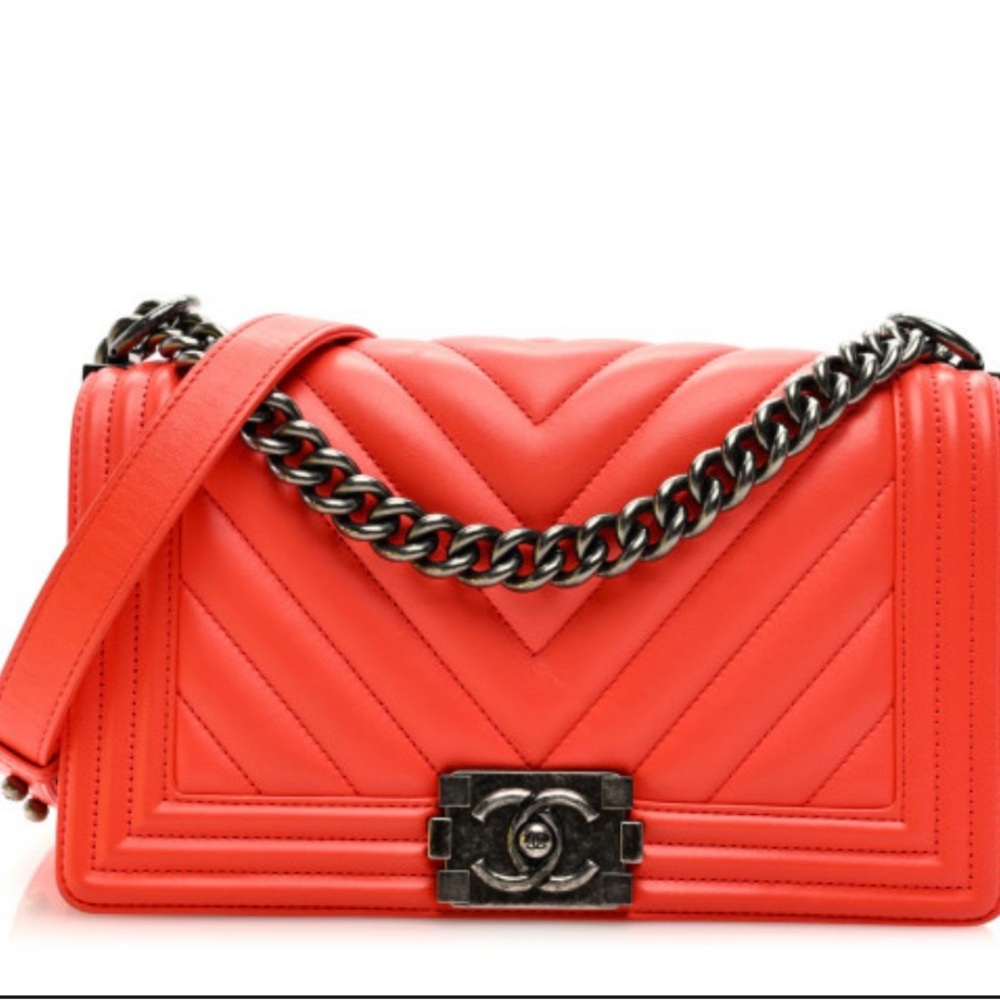 Chanel Red Quilted Leather Shoulder Bag